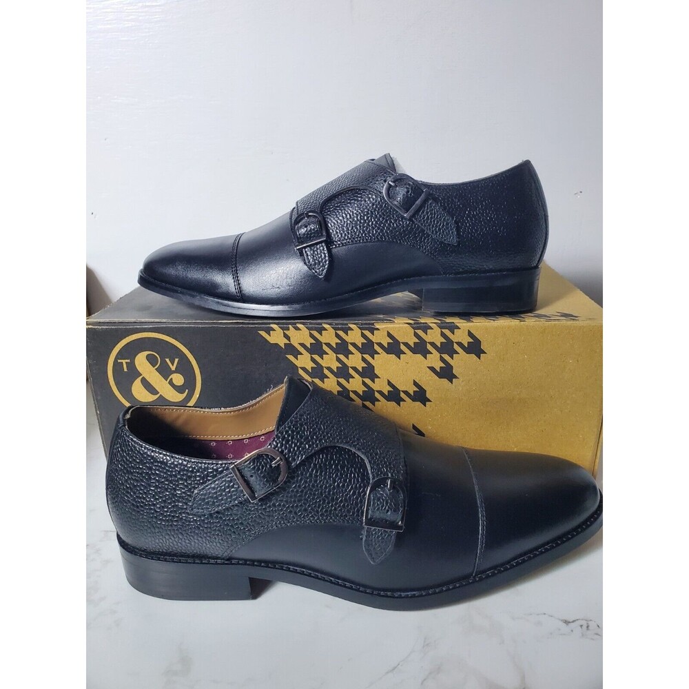 NIB Thomas & Vine Mens 8.5 Calvin Black Leather Oxfords Shoes $110 Retail